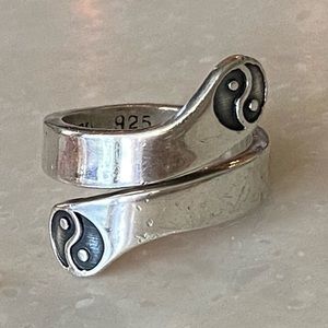 Sterling Silver Yin-Yang symbol Bypass Ring